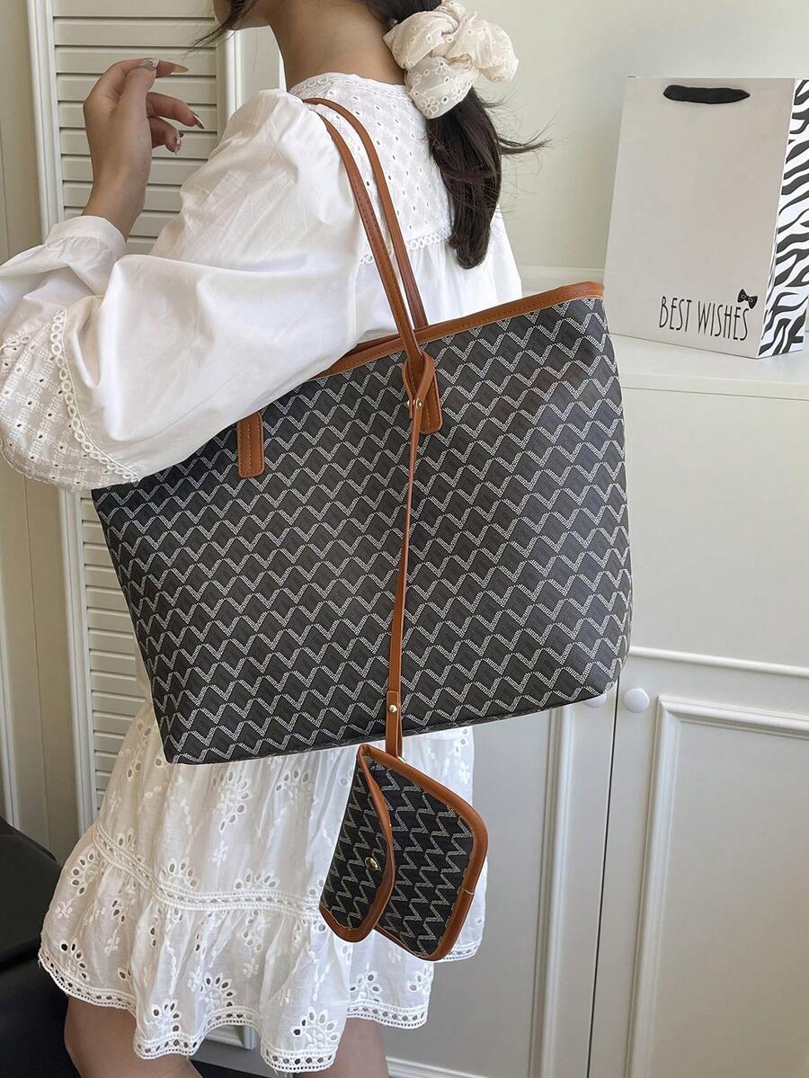 2026新款欧美复古拼色大容量手提包，旅行包，购物袋，适合女性日常使用，学生返校背包，假日旅行，节日，约会，礼物