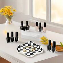 1/2 件全新陶瓷首饰盘、戒指、耳环、项链、盘子、托盘、现代可爱、漂亮、酷炫物品和黑白格纹家居装饰、珠宝托盘女士收纳整理器旅行必需品返校宿舍收纳 - 彩色 - 查看 3