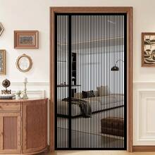 1 Stück schwere magnetische Fliegengittertür, faltbar, Mesh mit kleinen Löchern gegen Mücken, stabil und fällt nicht herunter, Mesh-Material, moderner minimalistischer Stil, schwarzer Vorhang, belüftend und insektenabweisend, geeignet für den täglichen Hausgebrauch und zum Mückenschutz im Sommer