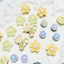 20 件黄色小熊、星星、花朵鞋夹，适用于凉鞋、花园鞋、沙滩鞋、DIY 可拆卸装饰 - 黃色 - 查看 4