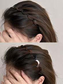 4 peças/2 peças Faixa de Cabelo Elástica Versátil e Charmosa com Dentes Ondulados em Estampa de Leopardo e Cor Sólida de Uso Duplo, Adequada para Uso Diário, Escola, Praia, Trabalho, Festa, Presente de Aniversário, Volta às Aulas, Tiara, Faixa de Cabelo Zig Zag