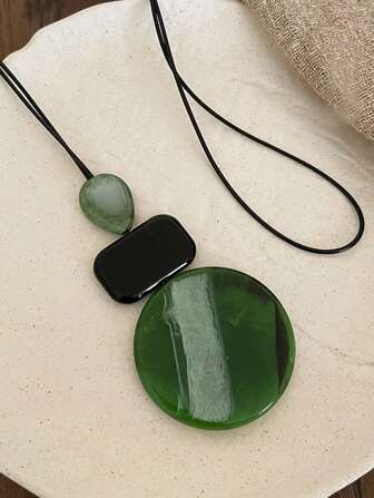 1 st långt halsband i bohemisk stil, vintage geometriskt tröjhalsband för kvinnor med exklusiv känsla