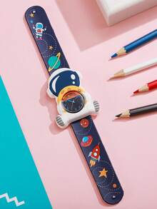1pc Casual & Cute Cartoon 3D Rocket & Astronaut Print Quartz Watch, Suitable For Birthday, Back To School, Summer Vacation, Halloween Gift - Navy Blue - View 7