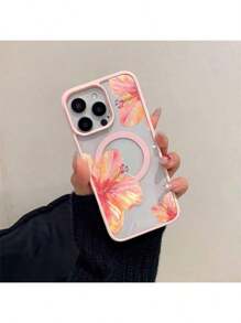 Magnetic Flower Design Phone Case Compatible With Apple 16 ProMax, Magnetic Charging 14 Pro Lens Protection Soft Silicone Transparent Minimalist Shock-Proof Case Compatible With Samsung Galaxy A15/A16/A35/A54/A55/A56/S22/S22 PLUS/S22 ULTRA/S23/S23 FE/S23 PLUS/S23 ULTRA/S24/S24 FE/S24 PLUS/S25 PLUS/S24 ULTRA/S25 EDGE/S25 ULTRA Waterproof Anti-Fall Scratch Resistant