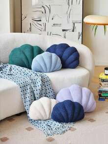 Valentine's Day Shell-Shaped Decorative Pillow Soft Shell-Shaped Home Decor Pillow Adorable Plush Cushion Perfect For Bed, Bedroom, Or Sofa Decoration A Valentine's Gift For Your Loved One - Blue - View 3