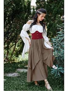 Corset Belt For Women Vintage Wide Waist Fasion Bustier Corset - 紅色 - 查看 4