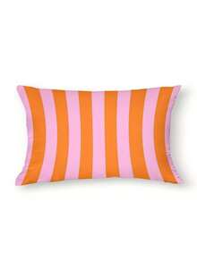 1pc Pink And Orange Striped Sofa Pillow Cover - Double Sided Printed Polyester Decorative Pillow Case With Zipper Closure, Machine Washable For Indoor Outdoor Living Room Bedroom Decor (Pillow Insert Not Included) | Vibrant Decorative Piece | Polyester Pillow Cover - Orange Pink - View 7