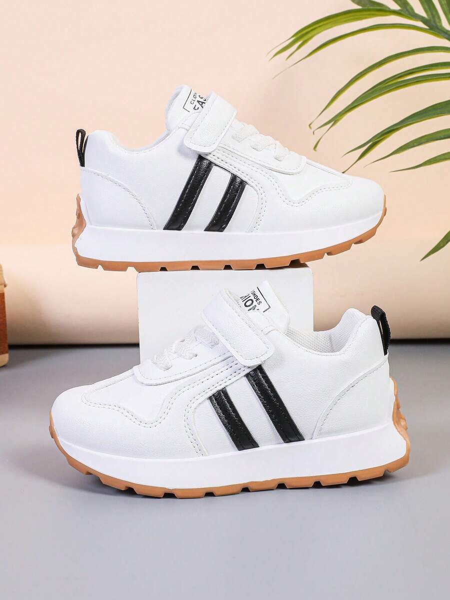 1 pereche de pantofi sport pentru copii, cu fund moale, durabili, cu cârlig și buclă din PU, antiderapanți, impermeabili, cu fund plat, potriviți pentru toate anotimpurile