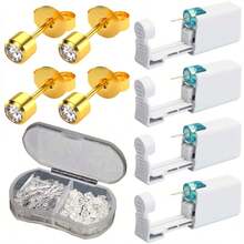 5pcs Ear Piercing Kit With Plastic Earrings For Ear Infection,Disposable Ear Piercing Gun Built-In Earrings Stud