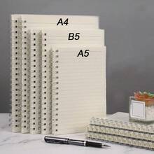 1pc 80 Sheets A5/B5/A4 Coil Notebook, Extra Thick Student Notepad, Minimalist Large Lined Notebook, Portable Writing Diary - Clear - View 1