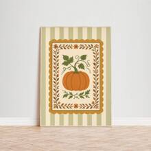 1 pezzo cartellone d'arte popolare zucca senza cornice, con strisce verdi, decorazione da parete per l'autunno, stampa su tela in stile autunnale per camera da letto, soggiorno, festa, regalo perfetto per il ritorno a scuola e decorazione funky per la stanza (stampe da parete, cartellone) Decorazioni di Ognissanti, decorazioni natalizie, decorazioni del Ringraziamento, decorazioni per matrimoni, decorazioni per la casa, decorazioni autunnali, decorazioni per compleanni, forniture per feste, decorazioni per interni, decorazioni per festival