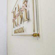 Personalization Transparent Acrylic Sign With Rose Gold And Golden Letters And Gold Lines, Custom Made Rectangle Salon Decor Sign For The Wall 3D Acrylic Business Sign | Custom Text Wall Signage | Rectangle Logo Sign | Hair Salon, Nail Studio, Aesthetics Clinic, Beauty Shop Signs, Multi-Functional, Ornamental, Letter, Solid Color, Exquisite, Stylish - Multicolor - View 7