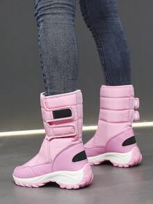 新款女士户外休闲防滑保暖雪地靴，魔术贴设计，适合冬季雪地穿着 FD30761695 - 粉色 - 查看 3