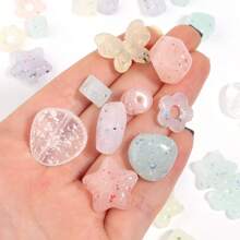 10 件/包彩色圆点珠，亚克力混色樱花小圆点五角星圆珠，手工 DIY 手链项链首饰制作