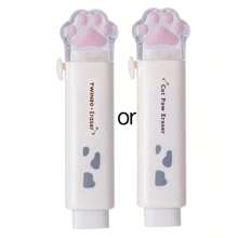 1pc Retractable Cat Paw Shaped Eraser With Replacement Erasers And Scissors Back To School