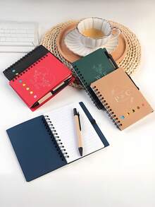 Cuaderno personalizado + Juego de bolígrafo, Juego de cuaderno y bolígrafo, Regalo para nuevo trabajo o maestro, Suministros de oficina, Regalo de papelería, Cuaderno de viaje, Para la familia - Juego de cuaderno y bolígrafo multicolor - Ver 7