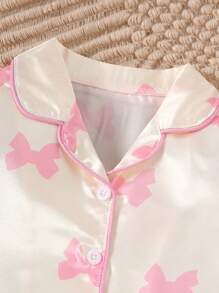 Cute Heart Print Long Pajama Set For Baby Girl