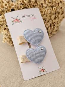 Parzinho Presilha laço de menina coração em cotelê 100% encapado com borrachinha antideslizante