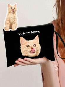 1个定制猫咪照片化妆包，可爱猫咪主题礼物，小型宠物爱好者旅行化妆包，拉链收纳袋，适合青少年、女儿、姐妹，趣味宠物用品生日圣诞节化妆品收纳包，迷你化妆包，旅行小型化妆盒，化妆刷收纳盒，化妆品容器，化妆包，旅行必备，女士配饰，旅行用品，学生化妆包，节日化妆包，冬季节日化妆包 - 彩色 - 查看 6