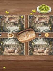1/4/6/8/12 buah Alas Meja Tapestry Versailles - Alas Meja Poliester Elegan, 12,6x16,5 inci, Ideal untuk Pesta Liburan & Dekorasi Rumah, Alas Meja Persegi Panjang yang Dapat Dicuci, Perlengkapan Meja Liburan | Perlengkapan Meja Elegan | Peralatan Makan Tahan Lama, Dekorasi Versailles - MultiWarna - View 2