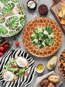 أطباق لحفلة بموضوع الحيوانات البرية، أطباق ورقية مطبوعة بنمط فرو النمر والفهد والزرافة بقطر 7/9 بوصة مناسبة لأعياد الميلاد والتجمعات الجماعية والتخييم والولائم، ديكورات خلفية لحفلات العودة للمدرسة والحفلات الزفاف والأحداث ذات موضوع الحيوانات البرية/الحديقة الحيوانية