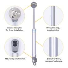 4 包 10 英寸经典气弹簧铰链 - 60-200N 升降支撑，用于橱柜门的金属和塑料液压气减震器，用于储物箱的软关闭盖撑铰链，带哑光饰面的门架 - 銀色 - 查看 4