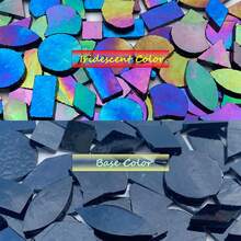 7 Shapes Iridescent Glass Mosaic Tiles For Crafts, 280g Stained Glass Sheets For Home Decor, Mosaic Pieces For Mosaic Projects ( Iridescent Black) - Universal - View 3