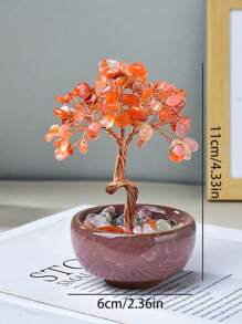 1 件水晶树装饰、圣诞桌面装饰礼物、家居装饰、办公桌装饰、派对礼品、卧室装饰、办公室装饰、房间装饰、房屋装饰、办公桌配件、桌面装饰、优秀的教师礼物、办公桌用品、粉色装饰、水晶饰品、婚礼用品