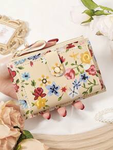 Full Screen With Flower Pattern,Flip Cover Zipper Small Wallet Coin Pocket Small Purse Bifold Slim Women Wallet MiniThin,Lightweight,Multi Layer Portable,ID Card,Money Credit Card Minimalist,Fashion,Modern,Business,For Anniversary,For Christmas,On Valentine Day,For Birthday Gift,For Gift,For Lover For Women,For Girls,For Lady,For Female,Bag School Supplies For School Dorm Room & Back To School