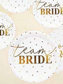 10pcs Bridal Shower Party Supplies, White And Gold Bride Theme Plates, Disposable Tableware Set For Wedding, Engagement And Bachelorette Party Decoration - Multicolor - View 3