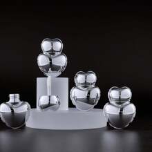 2pcs 7ml Heart-Shaped Lip Gloss Bottles, Cute Heart Lip Tint Empty Containers, Silver Cosmetic Refillable Jars - Multicolor - View 6