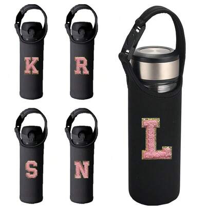 Waterfles Sling Bag, Neoprene Draagbare Geïsoleerde Flessenhouder met Afneembare Verstelbare Schouderbanden - Unieke Naam Initialen Betekenis Stijl (Blauw/Paars/Zwart/Roze)