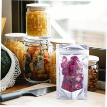 QY 50pcs Selfsealing Dried Fruit Storage Bags Food Packaging For Nuts Grains And Tea Transparent Design For Easy Visibility 2216 - TransparentSilver - View 5
