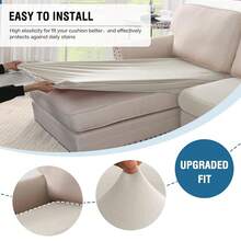 100% Waterproof Seat Cushion Covers For Sectional Couch & Chaise - 3 Pieces, L Shape, Ivory (Large Sofa 2 Seater + 1 Chaise) - Multicolor - View 5