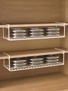 Expandable Under Cabinet Shelf,Foldable Shoe Rack, Extendable Under Shelf Storage With Removable Wire-Like Back For Pantry Cabinet, Laundry Room, Shoe Rack. Layered Partition, Shoe Rack, Hanging Basket, Storage Rack, Organizing Shoe Rack, No Drilling, Large Capacity - Multicolor - View 4