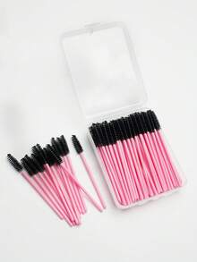 100pcs Crystal Solid Stem Eyelash Curler Brush, Eyelash Extension Makeup Tools Eyebrow Brush With Box - Multicolor - View 6