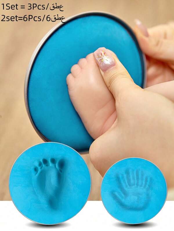 (Optional) (S Set = 1 Pack Of Print Mud (25g) + 1 Bracket + 1 S Size Round Mold) / (M Set = 1 Pack Of Print Mud (45g) + 1 Bracket + 1 M Size Round Mold) / Set = (S Set + M Set) / Baby's 100th Day / 1st Birthday Gift, Newborn Growth Memorial, Moldable Clay For Making Baby Handprint & Footprint (No Ribbon Included), S Mold Diameter 9cm, M Mold Diameter 12cm (Mold Shape Sent Randomly)
