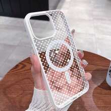Fashion Transparent Cute White Dot Pattern Magnetic Girl Mobile Phone Case Suitable For IPhone 16ProMax/16Plus/16Pro/16, IPhone 15/14/13/12/11 Wireless Charging Shockproof Lens Protection Magsafe Mobile Phone Case, Gift - 粉色 - 查看 10