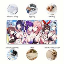 Large Anime Bikini Mouse Pad - Vibrant Scene, Non-Slip Rubber Base, Durable Stitched Edges, Office & Gaming, Holidays,, Thanksgiving, Halloween, Anime Mouse Pad - 11.81x27.56英寸 - 查看 4