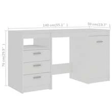 Larryhot Bureau Blanc 140x50x76 cm Bois d'ingénierie, solide et durable, facile à assembler, beau, idéal pour la décoration de la maison et les cadeaux