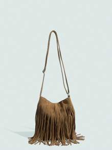 Bolso de hombro con flecos vintage para niñas de 14+ años, bolso de bandolera: Ligero, de gran capacidad, con correa ajustable, de moda para uso al aire libre