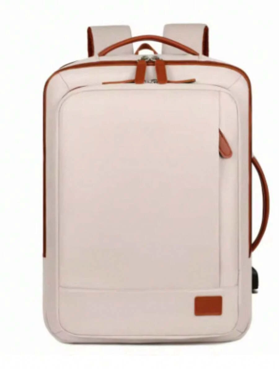 Multifunctional Travel Backpack Shoulder Bag, Double Portable Laptop Bag Comfortable Padded Straps - Màu be - Xem 1