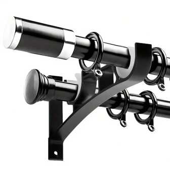 2pcs/4pcs Sturdy Double Curtain Rod Brackets, Wall Mount Curtain Rod Holder Curtain For About 1 Inch Rod