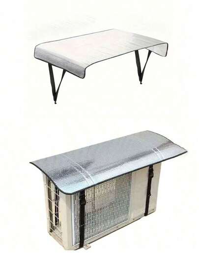 1pc Dual-Layer Air Conditioner Outdoor Unit Cover, Aluminum Foil Insulation Film, Flame Resistant, Rainproof,,Kitchen Decor,Household Items