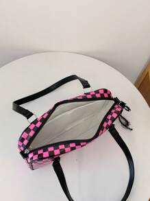 Summer New Anime Style Cute Plaid Transparent Window Baguette Bag, Student/Commute One Shoulder Messenger Bag