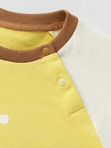 mini bala Baby Boy Contrast Raglan Sleeve Cartoon Print Top - Honey Yellow - View 9