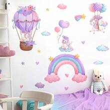 BRUP 彩虹热气球、星星、云朵、爱心墙贴，适用于儿童婴儿房卧室育儿室装饰墙贴 - 彩色 - 查看 5