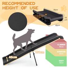 Rampa para perros para coche, vehículo para subir perros, ayuda para la entrada de mascotas 156x40 cm, escalera plegable para perros, hasta 60 kg, protege las articulaciones del perro