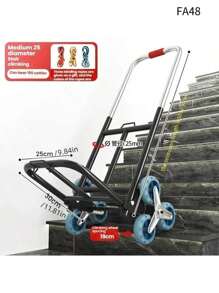 1 Set Foldable Hand Pull Cart, Household Moving Cart Trolley, Portable Shopping Cart With Wheels'