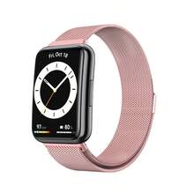1pc Men Women Fashion Luxurious Metal Magnetic Strap Compatible With Huawei Smart Wristbands Fit 1/Fit 2/Fit 3/Fit 4 Wristband Bracelet Compatible With HuaWei Series Fit 1 2 3 4 Strap Accessories